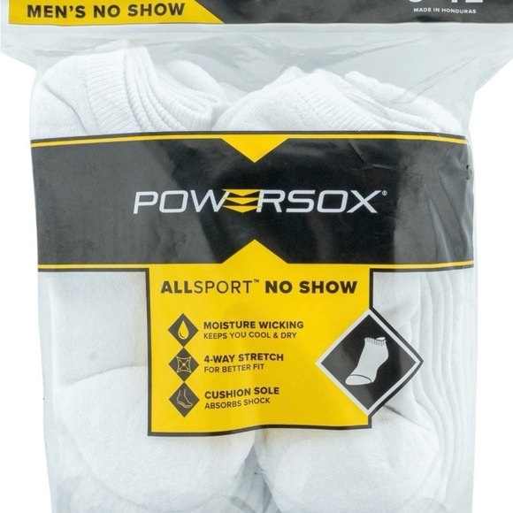 2 PowerSox Men's Cushion No Show Socks, 12-Pack 
24 Total 1 Pack Each Blk & Wht - Picture 3 of 11